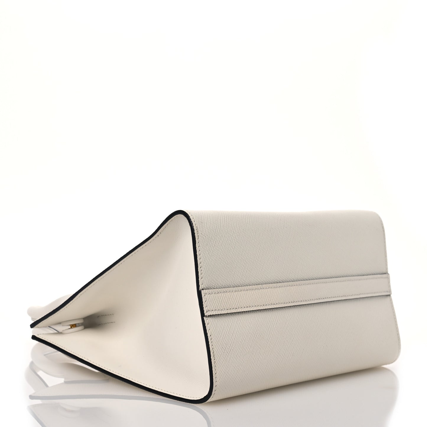 Saffiano Cuir Calfskin Small Monochrome Top Handle Tote White
