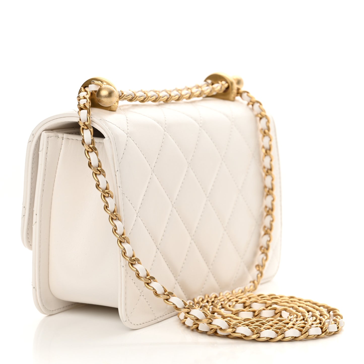 Calfskin Quilted Mini Perfect Fit Flap White