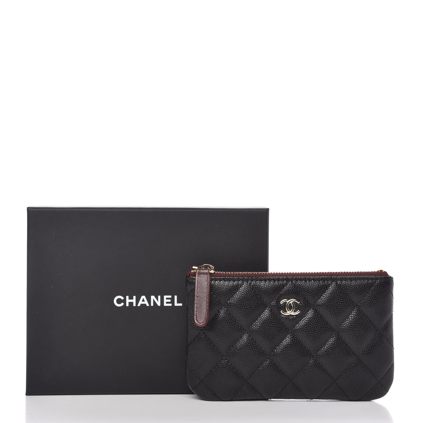 Caviar Quilted Small Cosmetic Case Black