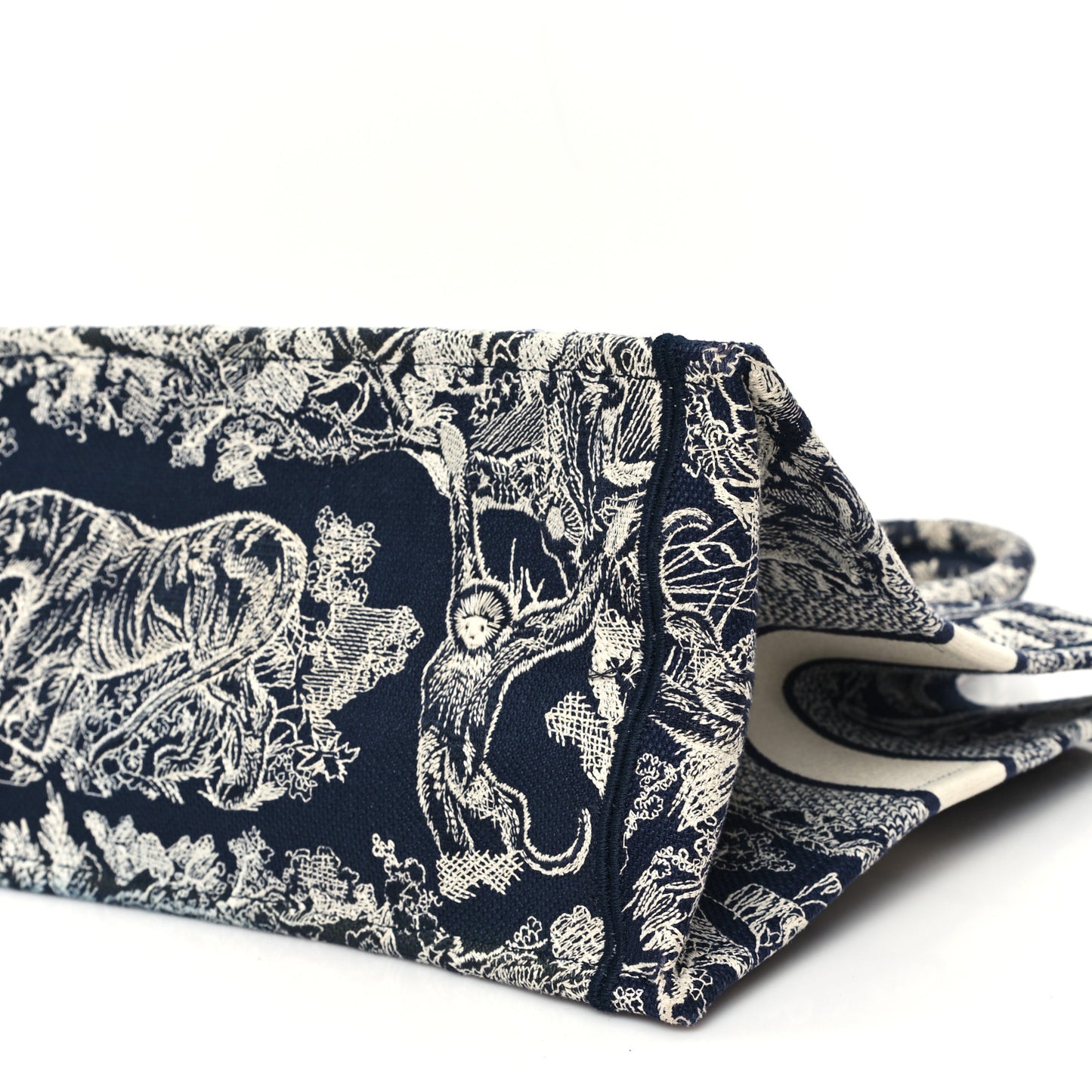 Canvas Embroidered Medium Dioriviera Toile De Jouy Reverse Book Tote Blue