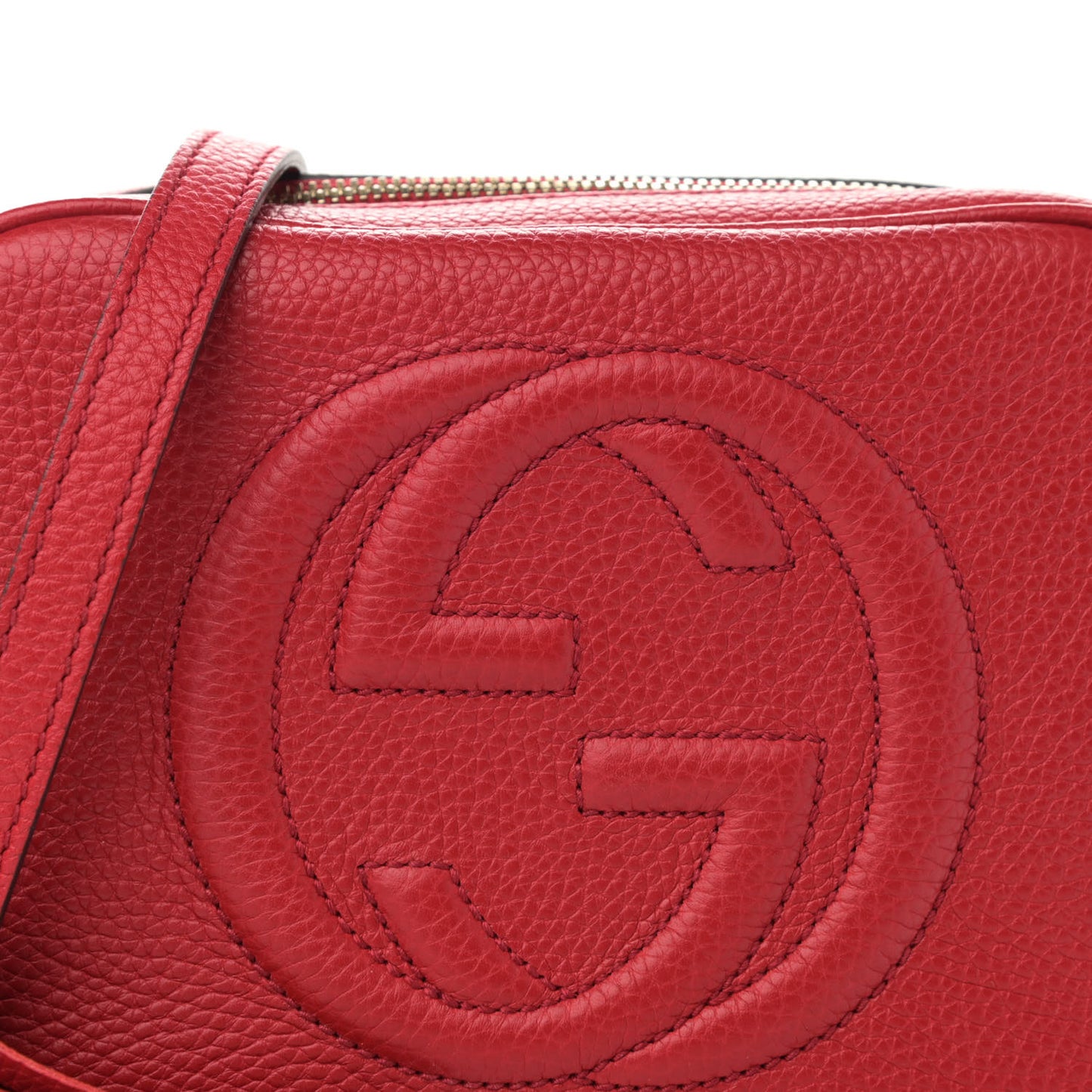 Pebbled Calfskin Small Soho Disco Bag Vibrant Red