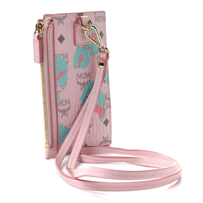MCM Visetos Floral Leopard Lanyard Card Holder Pink 2 of 8