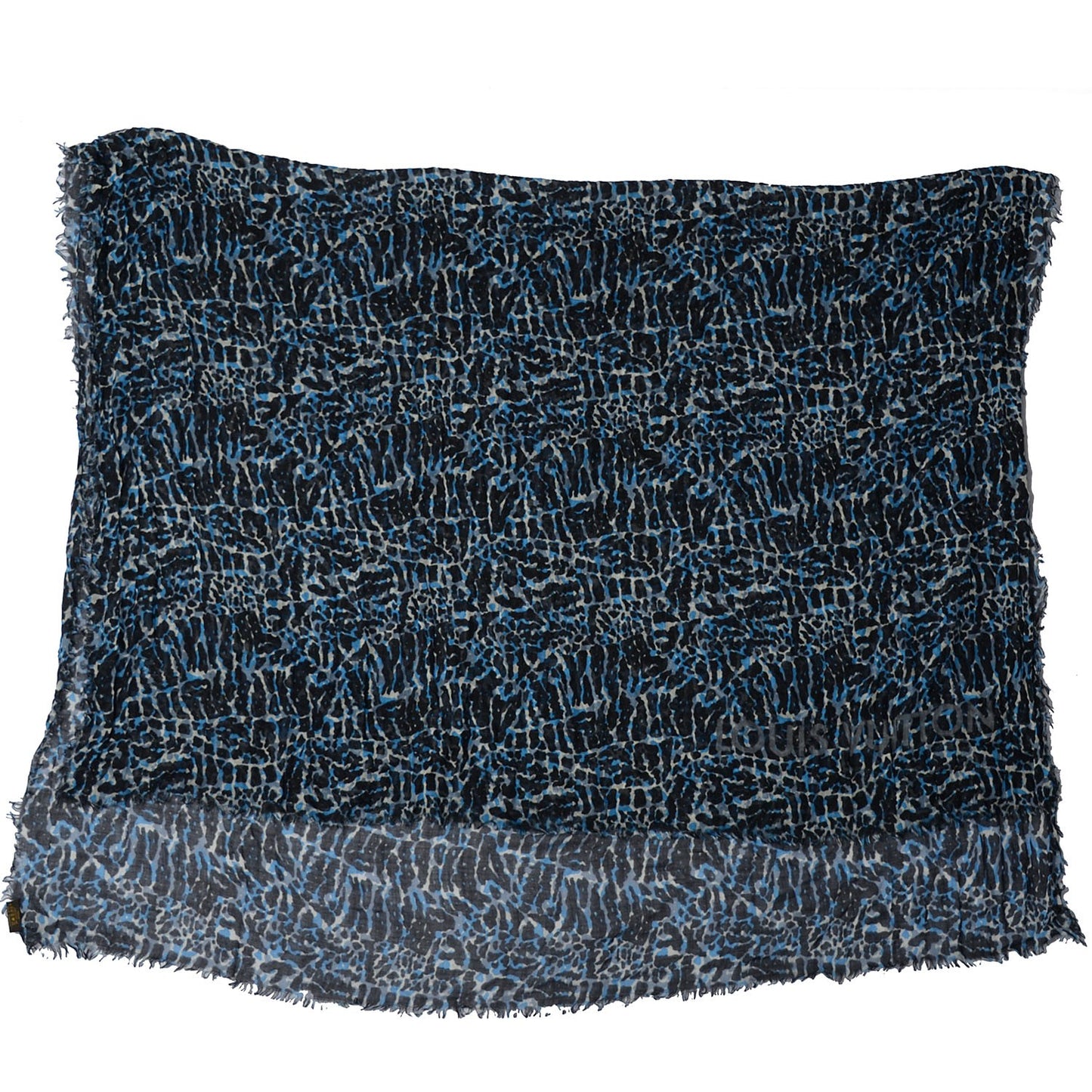 Cashmere Silk Leopard Stole Blue