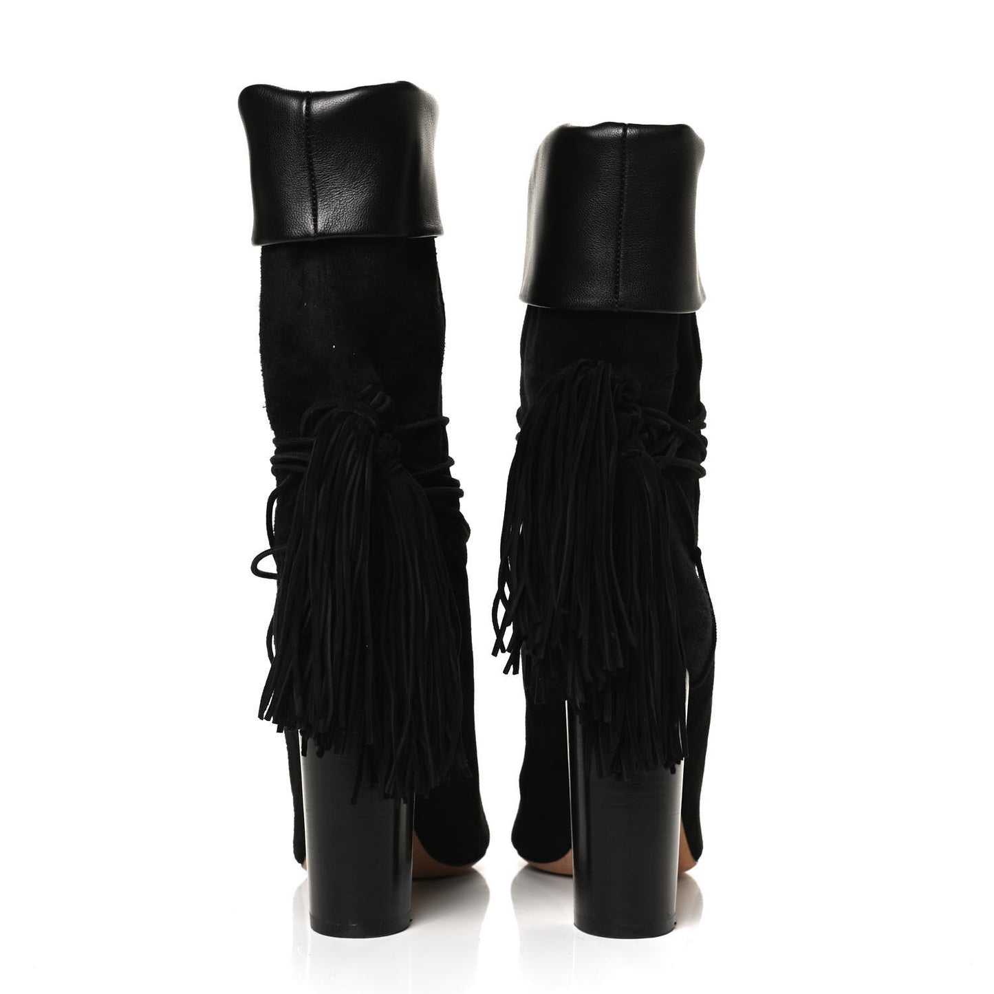 Calfskin Suede Tanger Tassel Boot 37.5 Black
