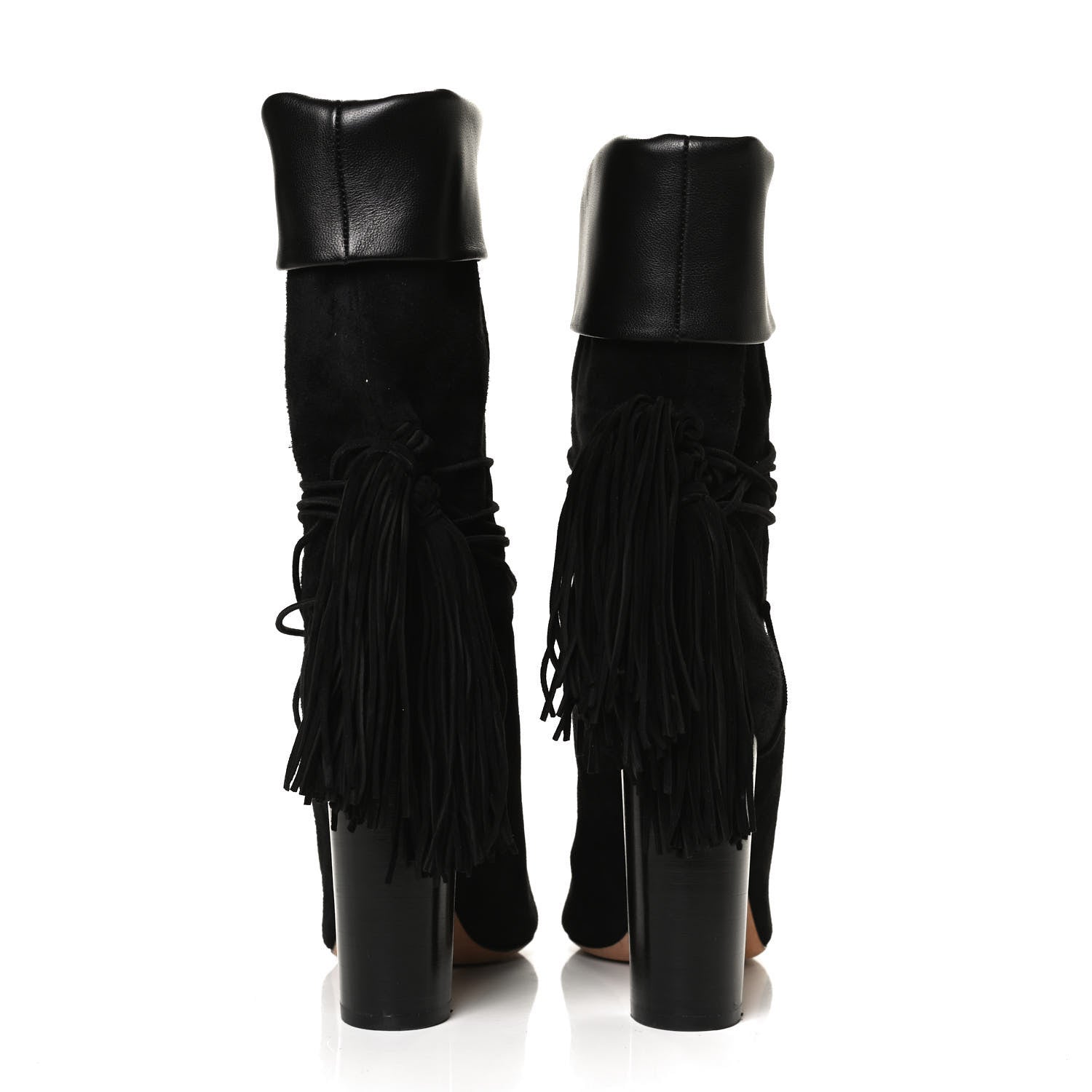 Saint Laurent Calfskin Suede Tanger Tassel Boot 37.5 Black 6 of 13