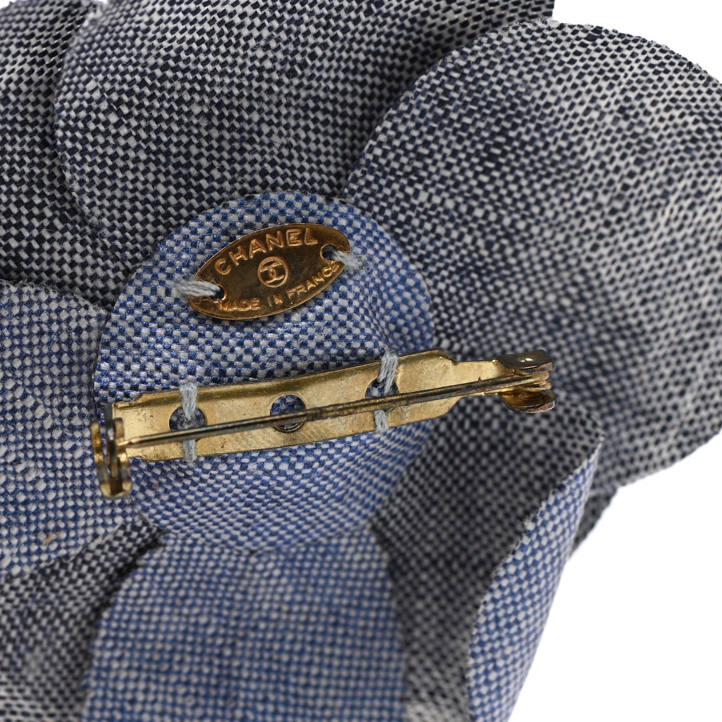 Linen Camellia Brooch Blue