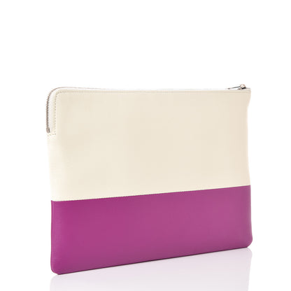 Celine Lambskin Bi-Color Solo Clutch Pouch White Magenta 3 of 8