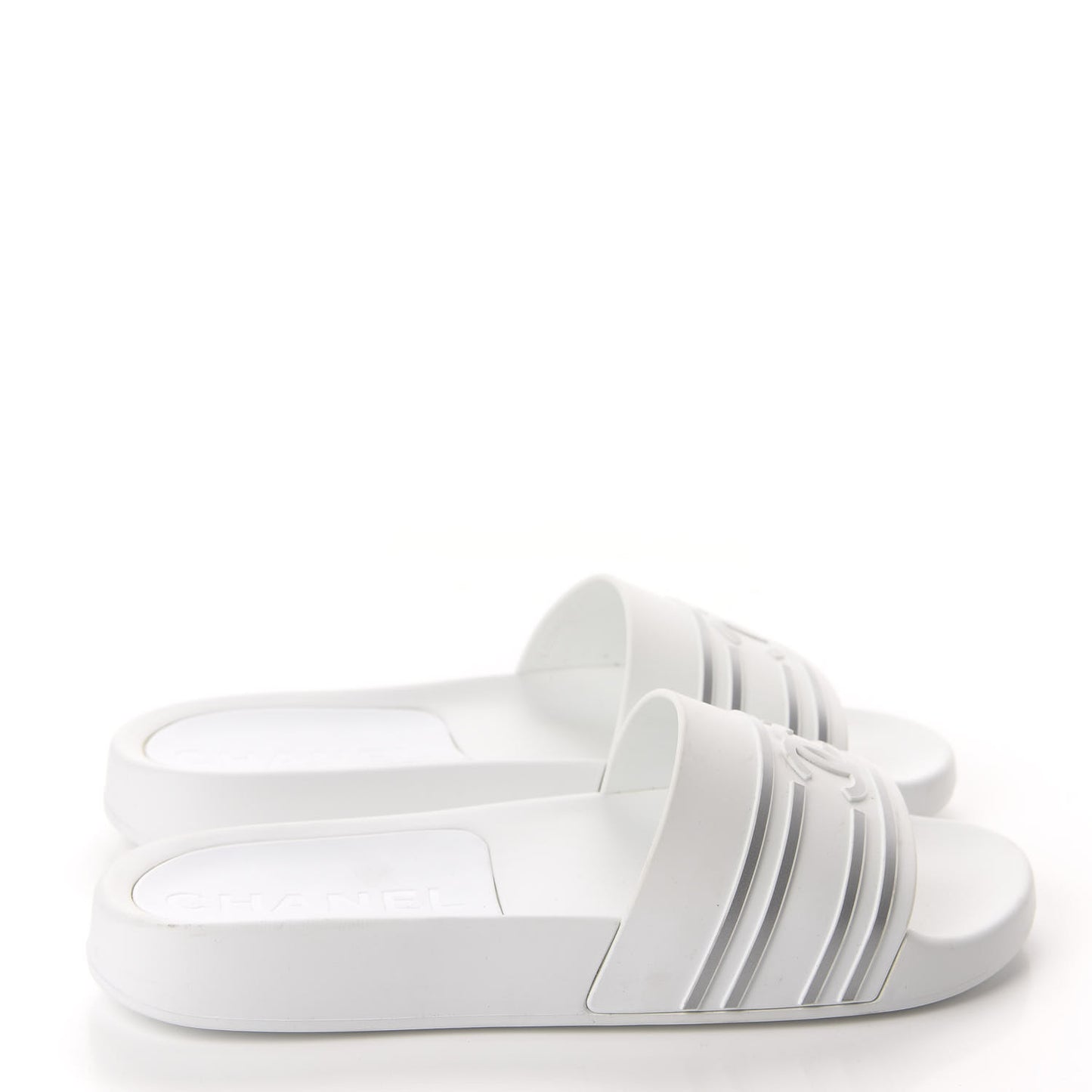 PVC CC Mules Sandals 38 White Grey