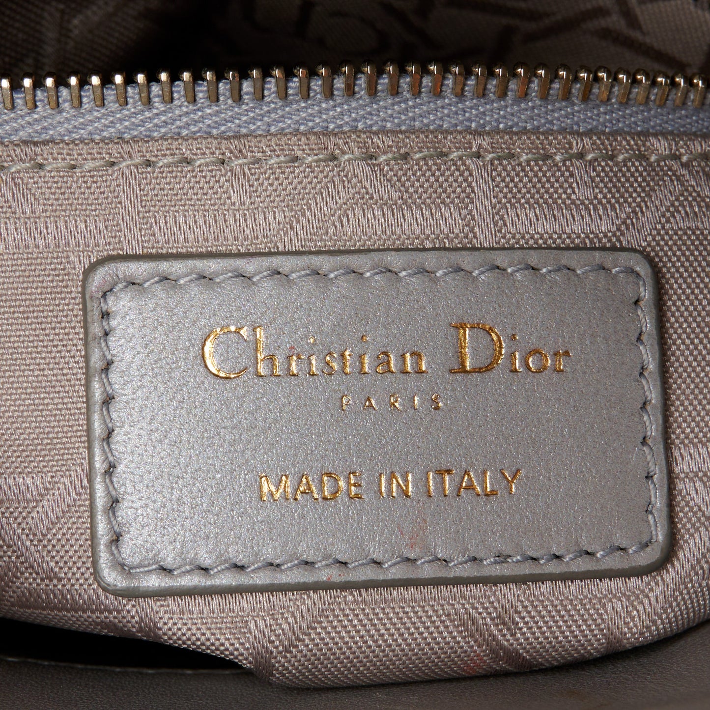 Metallic Lambskin Cannage Mini Lady Dior Grey