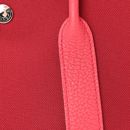 Hermes Toile Militaire Vache Country Garden Party Tote 30 Rouge Grenant Bougainvillea 15 of 17