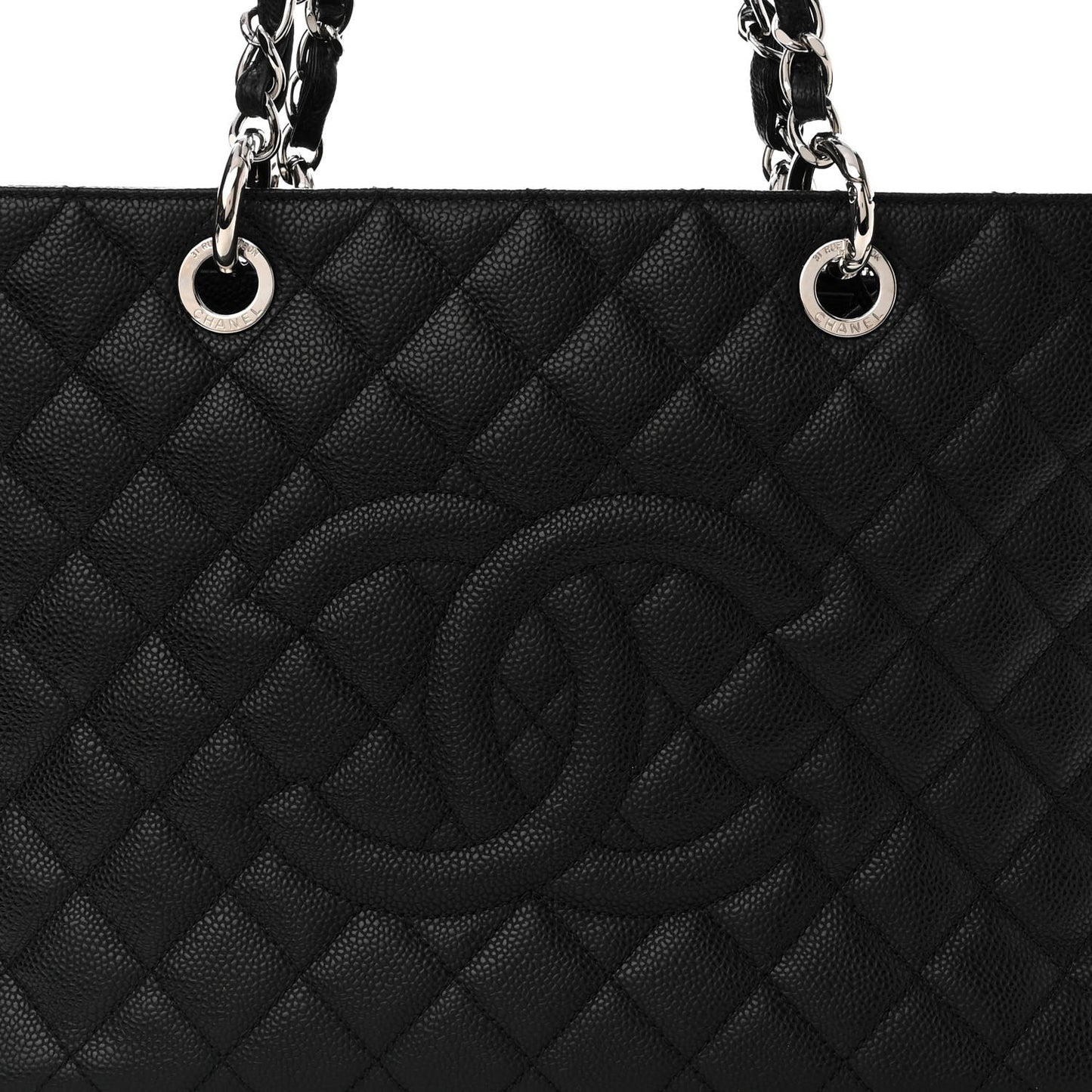 Caviar Quilted Grand Shopping Tote GST Black