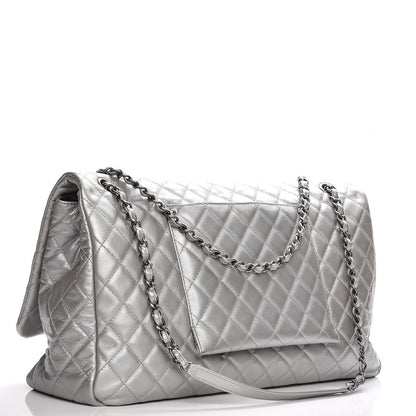 Chanel Metallic Caviar Quilted XXL Travel Flap Bag Silver 3 of 7