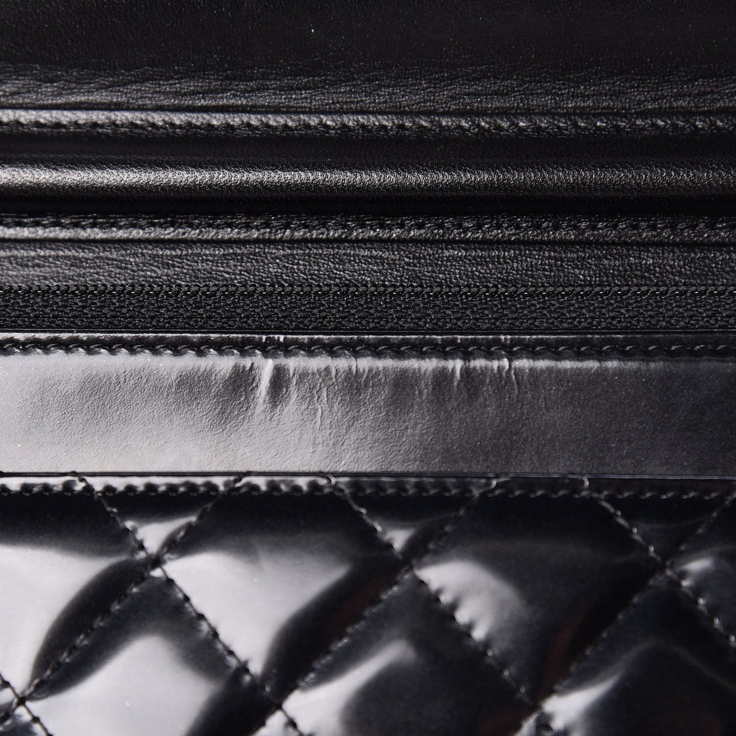 Glazed Calfskin Quilted Boy Wallet On Chain WOC Black