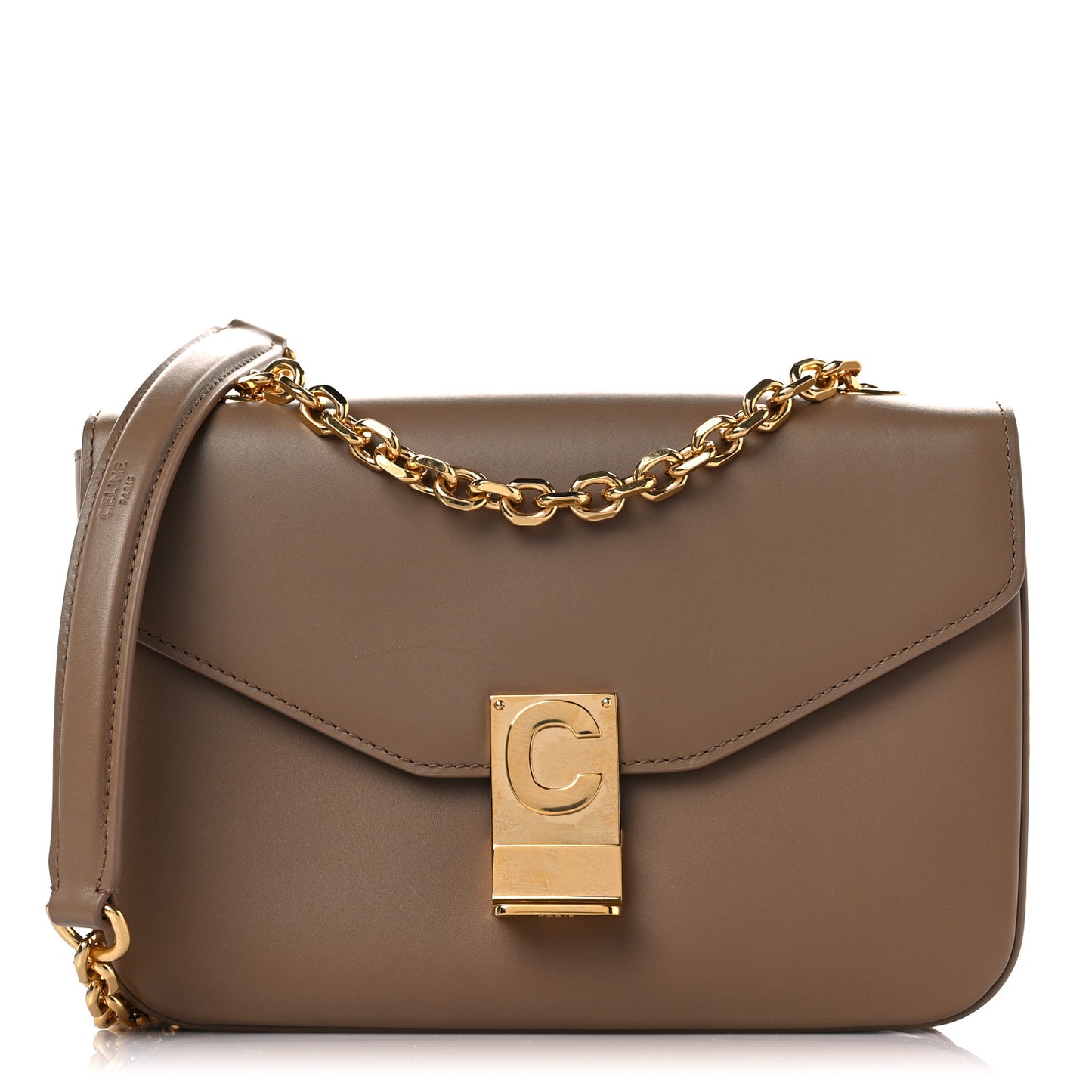 Shiny Calfskin Medium C Bag Light Camel