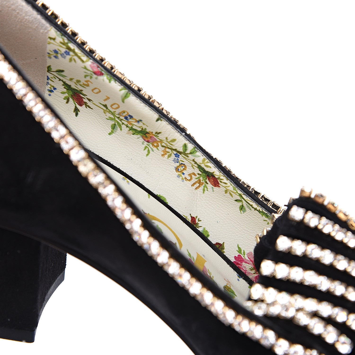 Gucci Kid Scamosciato Crystal GG Marmont Fringe 50mm Loafer Pumps 36.5 Black 8 of 10