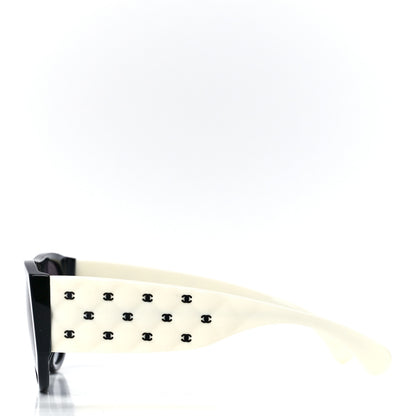 Chanel Acetate Quilted CC Pilot Sunglasses 71465 White Black 3 of 8
