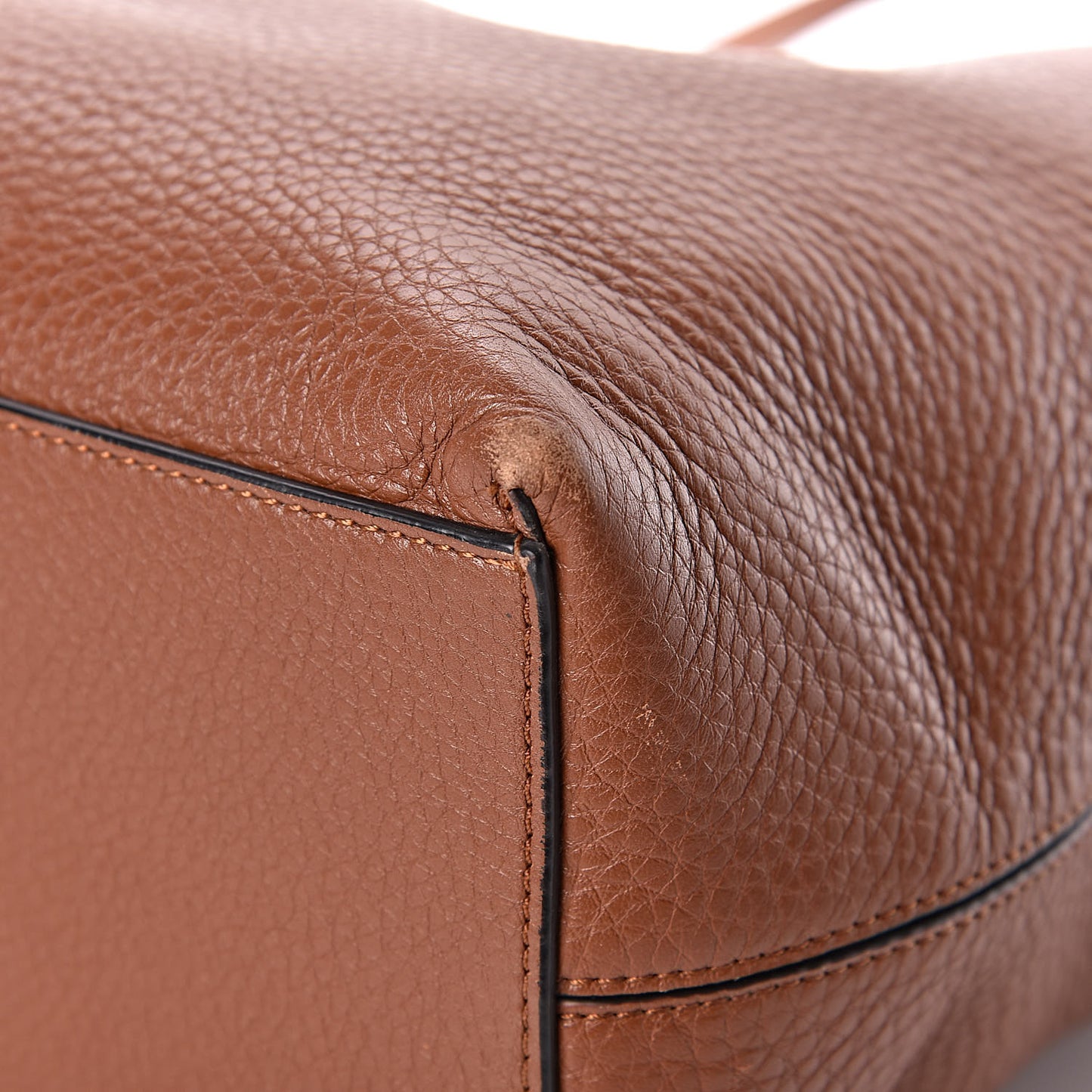 Grained Calfskin Rockstud Shoulder Tote Bright Cognac