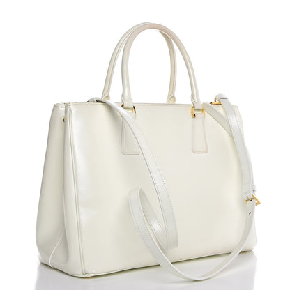 Prada Saffiano Vernice Medium Double Zip Tote Talco 4 of 12