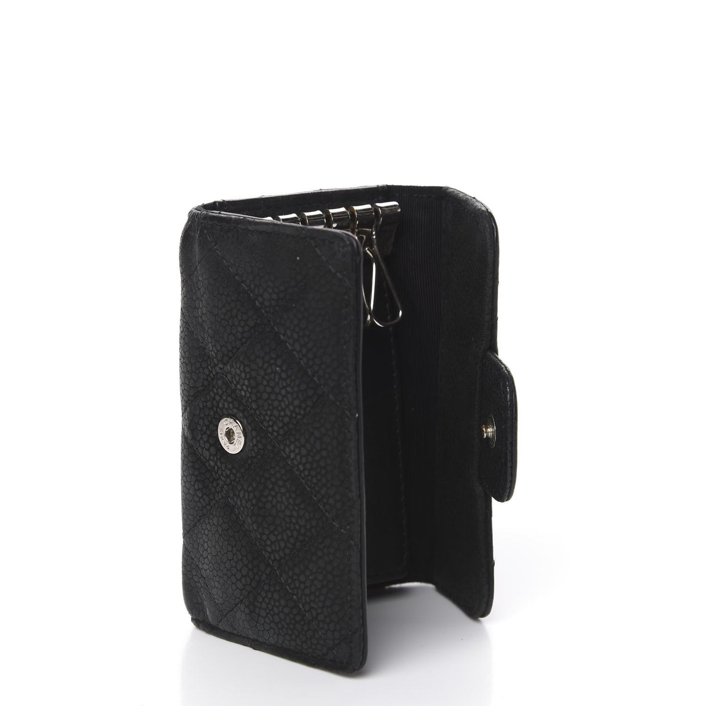 Caviar Quilted 6 Key Holder Black