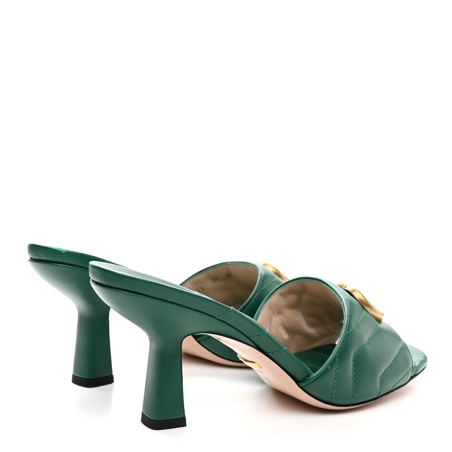Gucci Nappa Matelasse GG Marmont 75mm Slide Sandals 38 Emerald 4 of 10