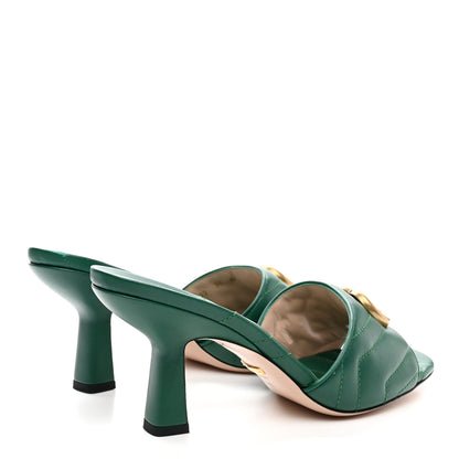 Gucci Nappa Matelasse GG Marmont 75mm Slide Sandals 38 Emerald 4 of 10