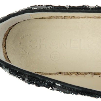 Chanel Patent Sequin CC Espadrilles 39 Black 9 of 9