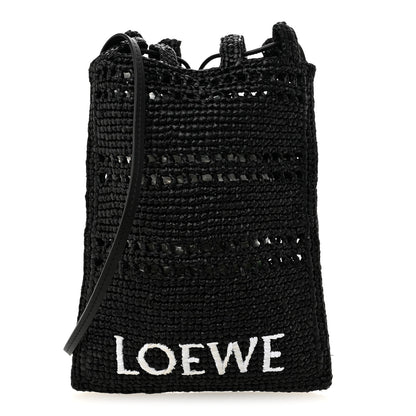 Loewe Raffia Logo Drawstring Pocket Crossbody Black 1 of 10