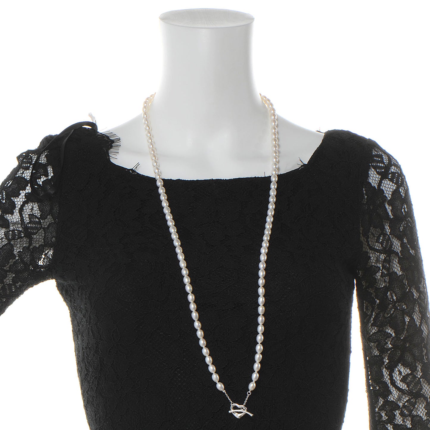 Sterling Silver Pearl Elsa Peretti Open Heart Necklace