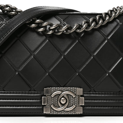 Chanel Calfskin Embossed Medium Paris Salzburg Boy Flap Black 8 of 10