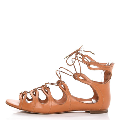 Alexander McQueen Caflskin Lace Up Gladiator Sandals 37.5 Tan 1 of 16
