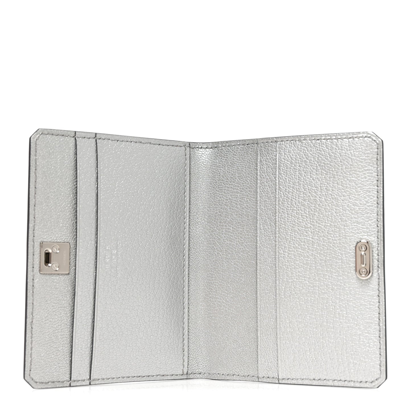 Metallic Chevre Chamkilight Medor Card Holder Argent
