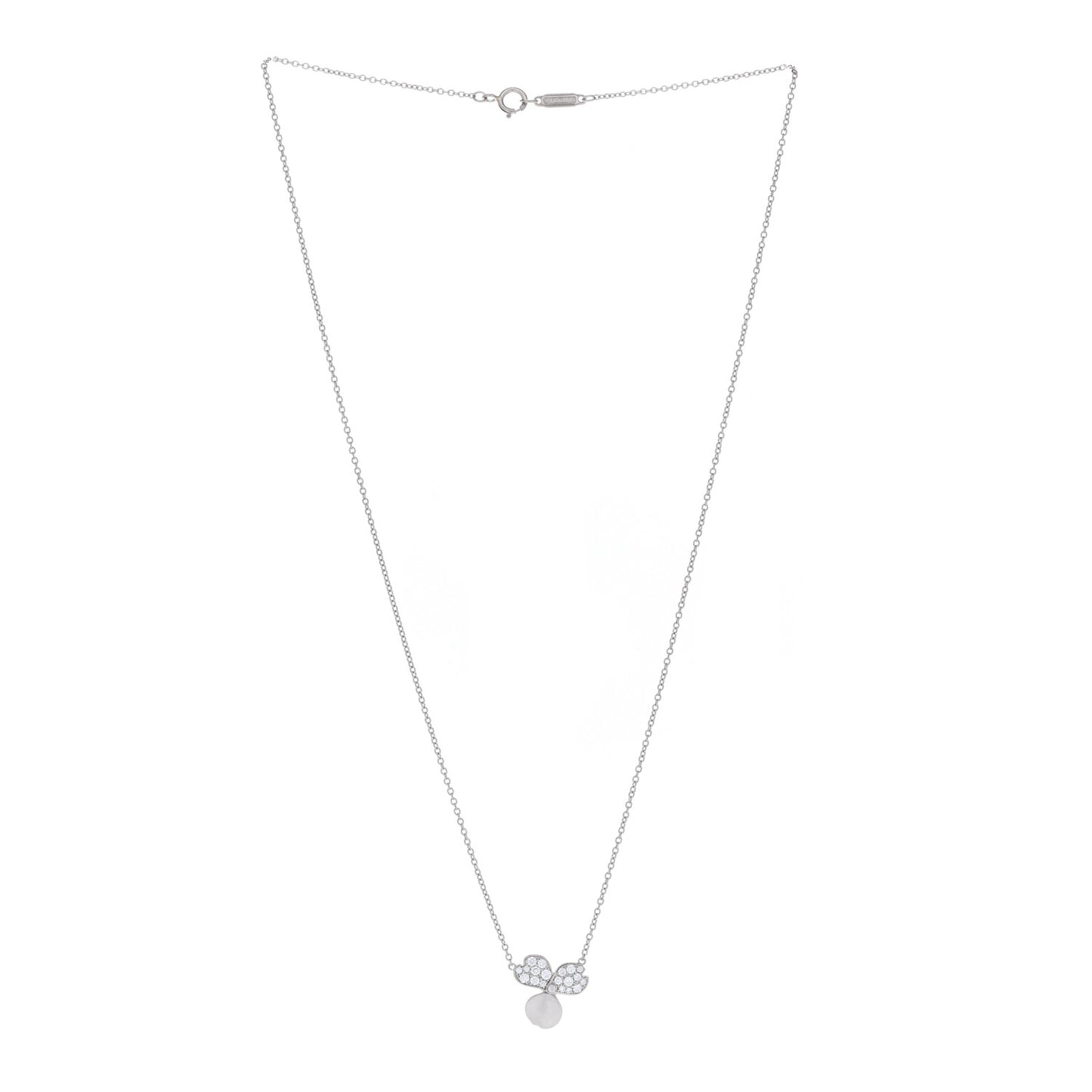 Platinum Diamond .17ctw Small Paper Flowers Pendant Necklace