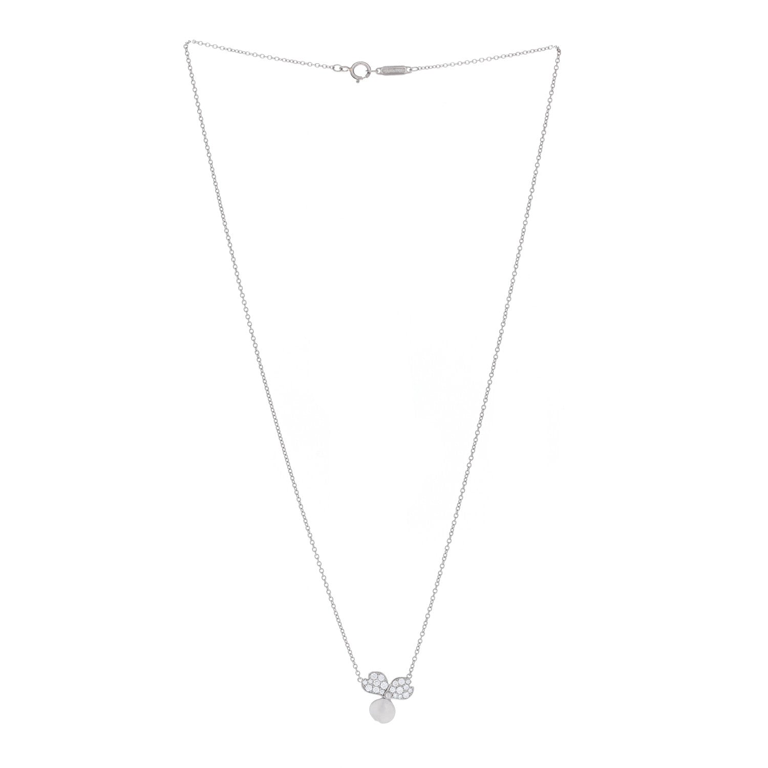 Tiffany Platinum Diamond .17ctw Small Paper Flowers Pendant Necklace 3 of 6