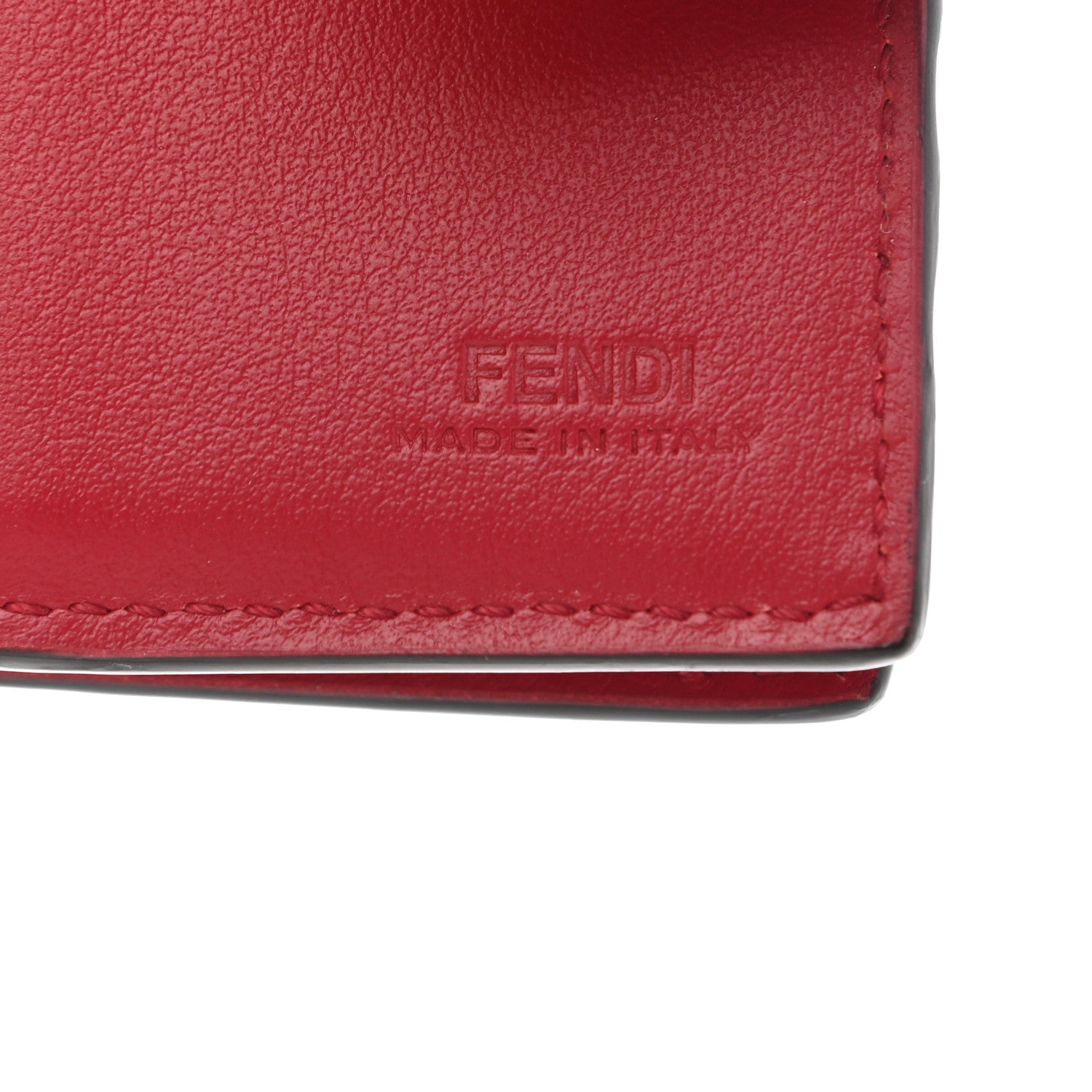 Fendi Vitello Cruise F is Fendi Bi-Color FF 1974 Embossed Compact Wallet Maya Black Fragola 15 of 19