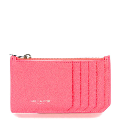 Saint Laurent Grained Calfskin 5 Fragments Zip Pouch Card Holder Rose Clair 1 of 7