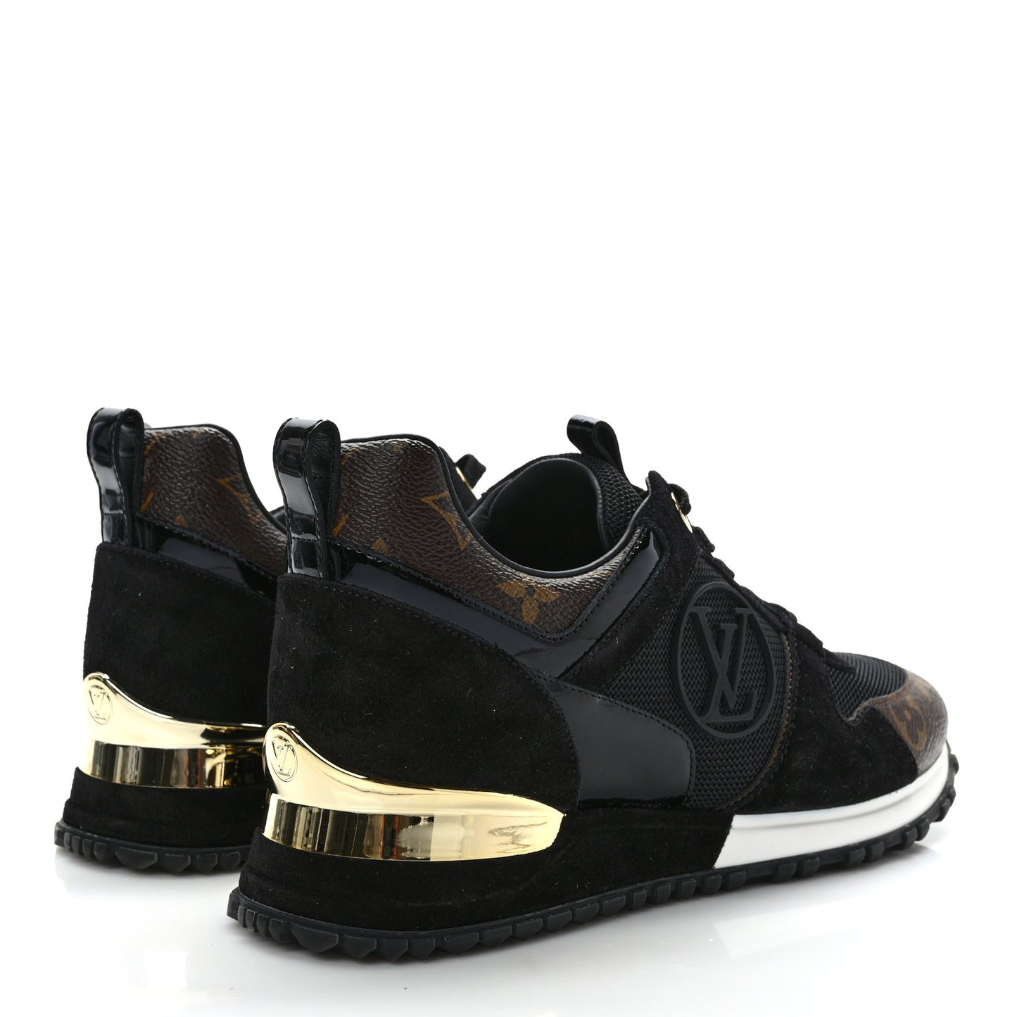 Suede Monogram Run Away Sneakers 37 Black
