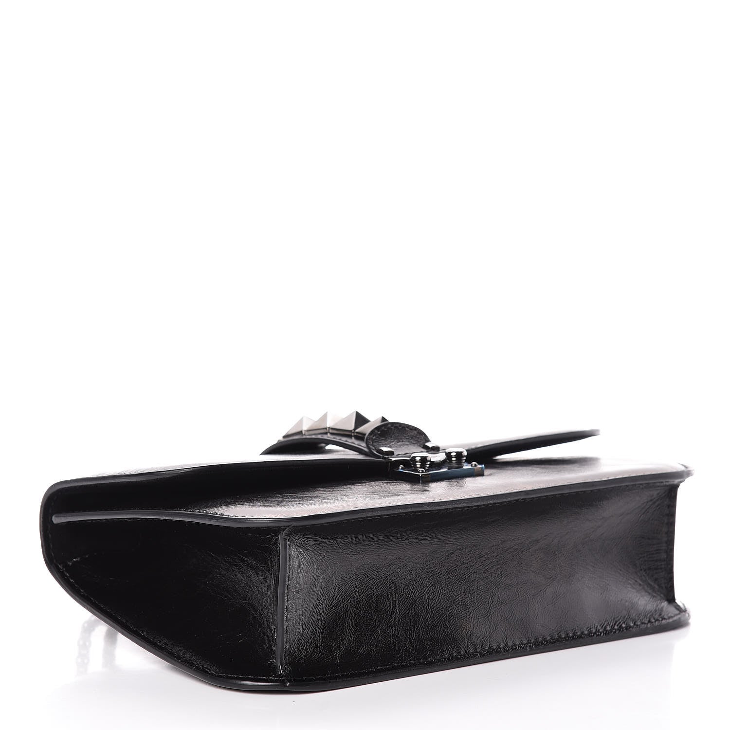 Valentino Garavani Craquele Calfskin Medium Glam Lock Rockstud Flap Black 4 of 10