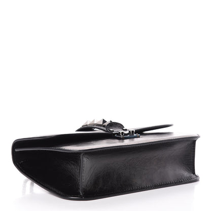 Valentino Garavani Craquele Calfskin Medium Glam Lock Rockstud Flap Black 4 of 10