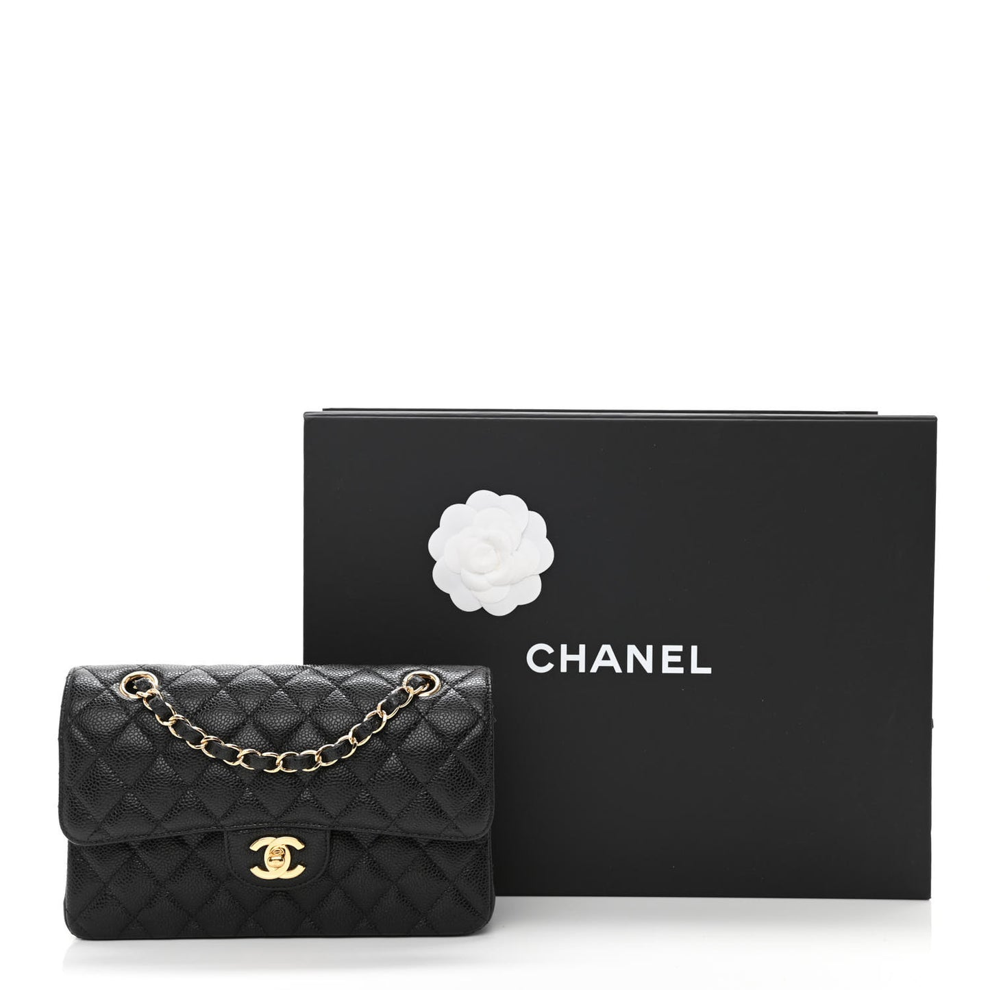 Caviar Quilted Small Double Flap Black