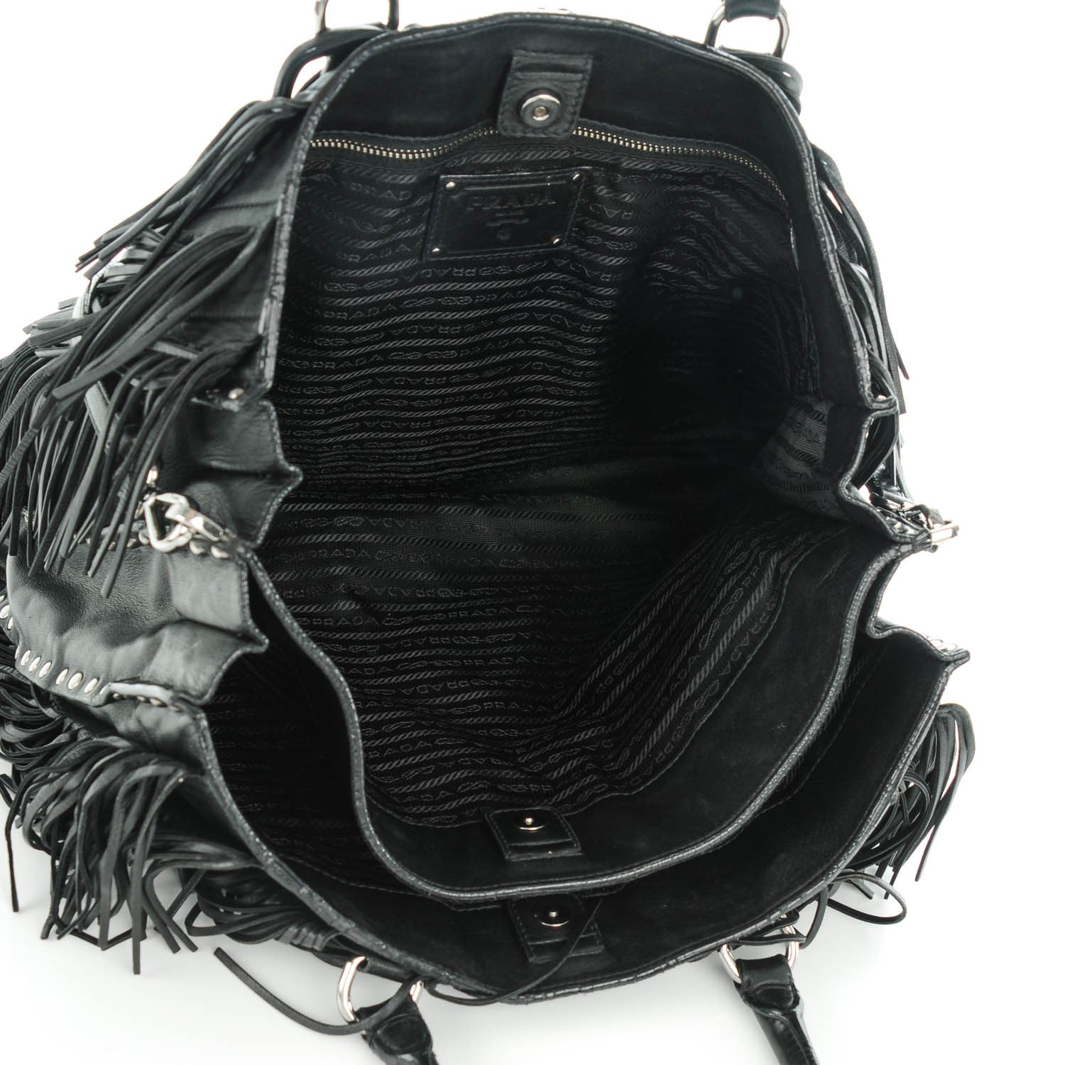 Prada Nappa Fringe Tote Nero Black 5 of 11