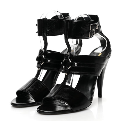 Saint Laurent Shiny Calfskin Fetish Sandal 40 Black 3 of 8