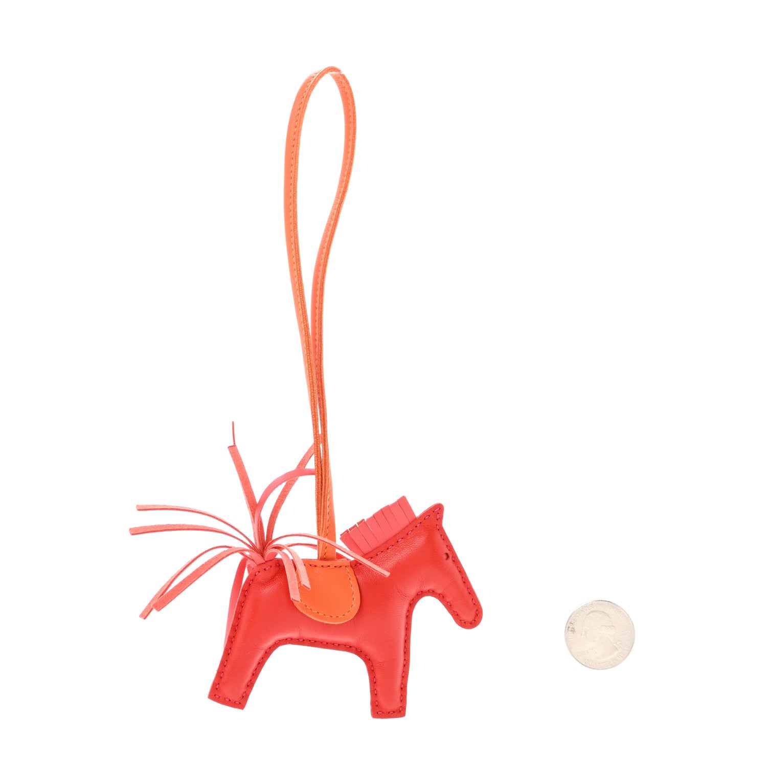 Hermes Milo Lambskin Grigri Rodeo Horse Bag Charm PM Rouge Rose Indien Jaipur Feu 2 of 3