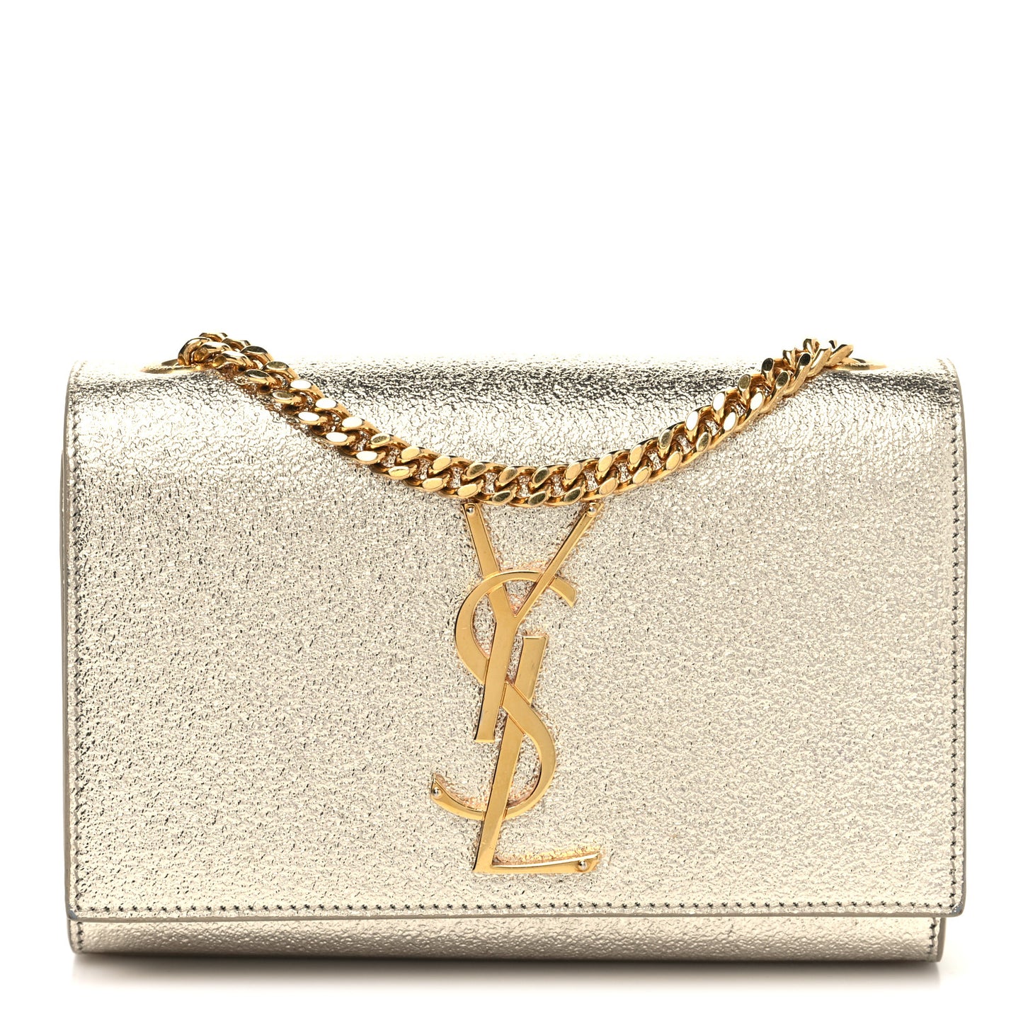 Metallic Calfskin Small Classic Monogram Kate Satchel Gold