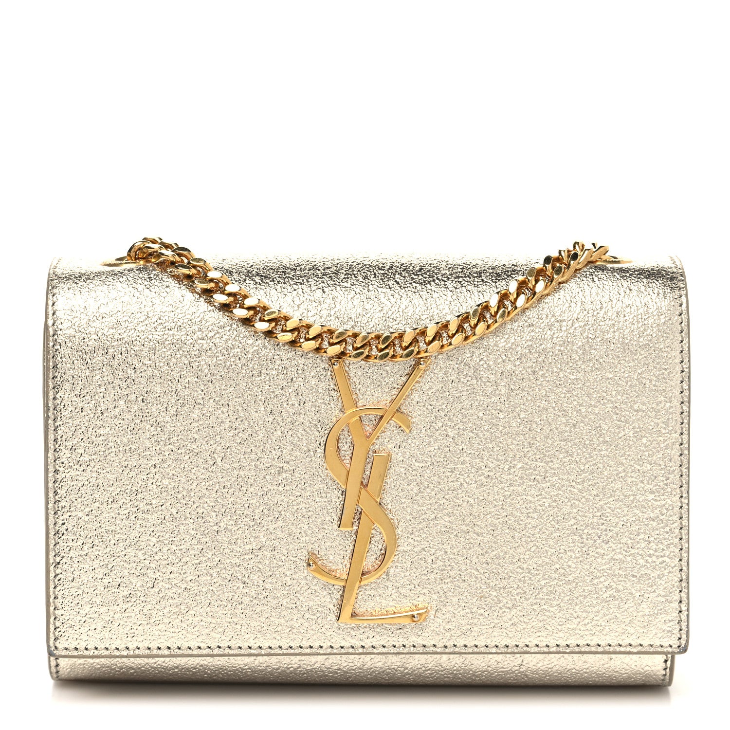 Saint Laurent Metallic Calfskin Small Classic Monogram Kate Satchel Gold 1 of 12