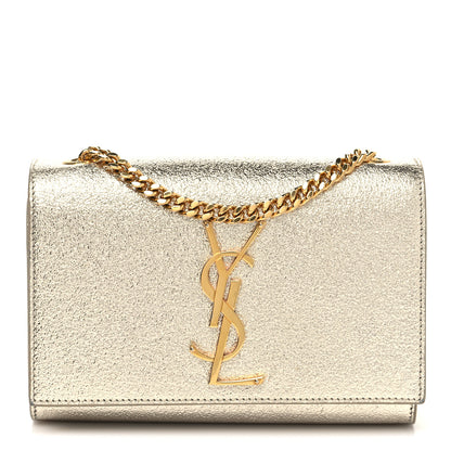 Saint Laurent Metallic Calfskin Small Classic Monogram Kate Satchel Gold 1 of 12