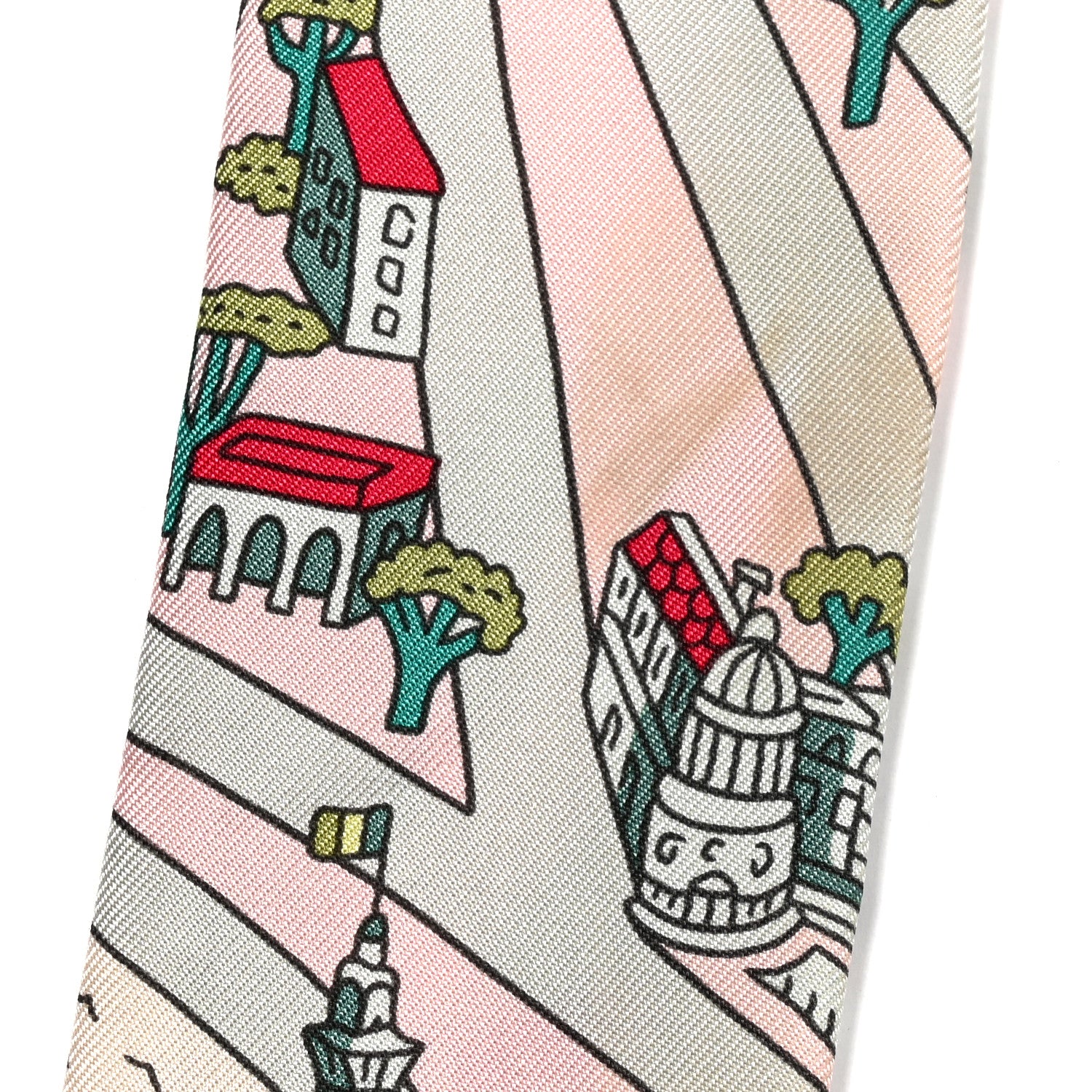 Hermes Silk Les Nouveaux Amoureux de Paris Twilly Rose Pale Vert Rose 5 of 6