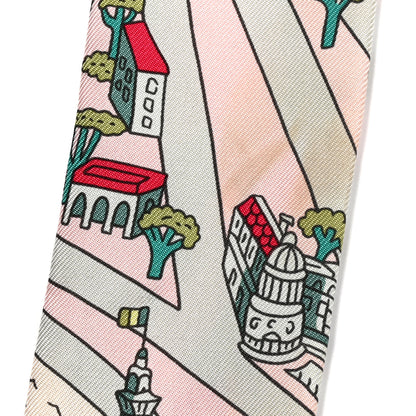 Hermes Silk Les Nouveaux Amoureux de Paris Twilly Rose Pale Vert Rose 5 of 6