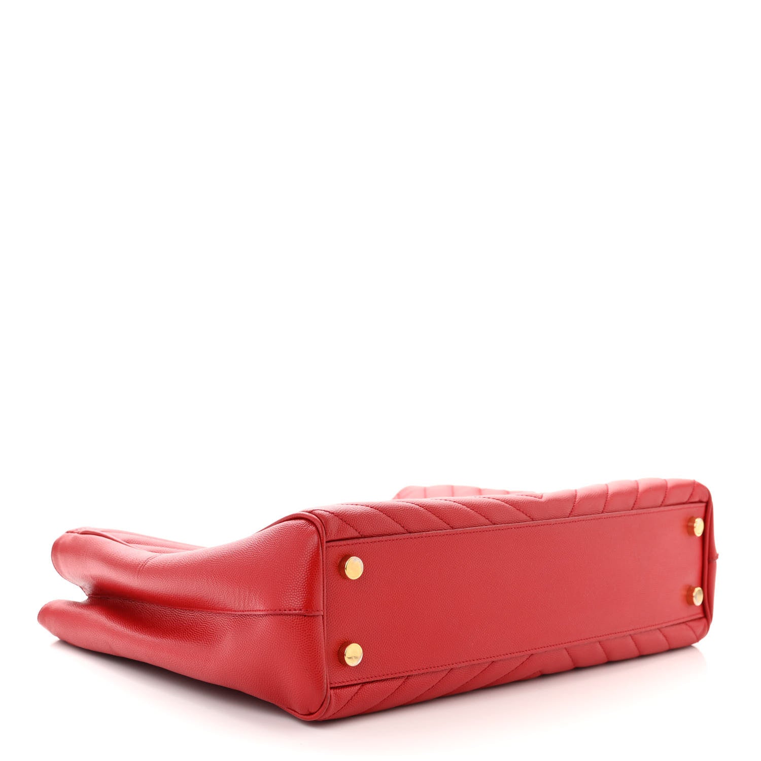 Saint Laurent Grain De Poudre Matelasse Chevron Monogram Shopping Bag Red 4 of 11