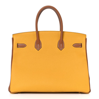 Hermes Togo Bi Color Horseshoe Birkin 35 Jaune Ambre Gold 4 of 34