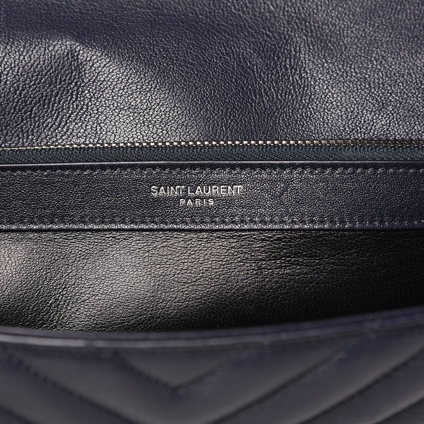 Sheepskin Matelasse Chevron Monogram Large College Satchel Navy Blue